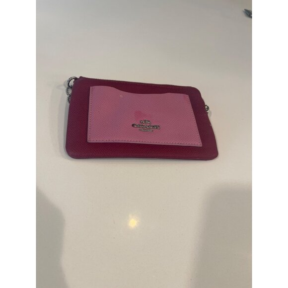 Coach Leather Zip Card Holder In Berry & Pink - Picture 2 of 7
